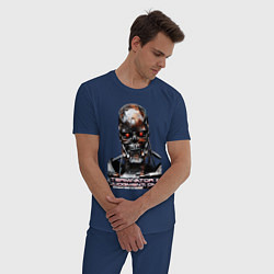 Пижама хлопковая мужская Terminator T-800, цвет: тёмно-синий — фото 2