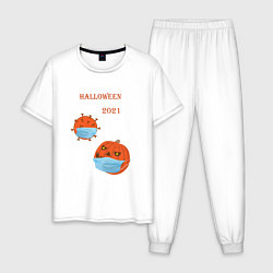 Мужская пижама Halloween 2021 , тыква в маске и коронавирус