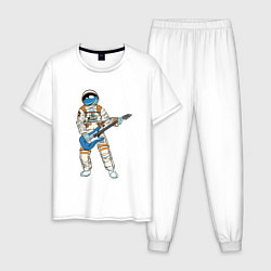 Пижама хлопковая мужская Астронавт гетарист, цвет: белый