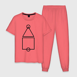 Пижама хлопковая мужская Игра в кальмара, цвет: коралловый