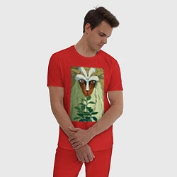 Пижама хлопковая мужская Forest spirit, цвет: красный — фото 2