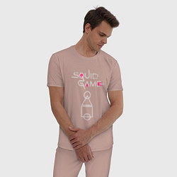 Пижама хлопковая мужская Игра в кальмара: схема, цвет: пыльно-розовый — фото 2
