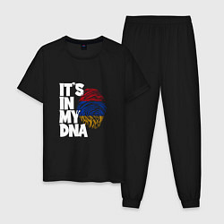 Пижама хлопковая мужская ДНК - Армения, цвет: черный