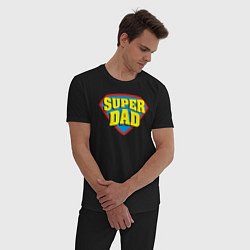 Пижама хлопковая мужская Супер отец, цвет: черный — фото 2