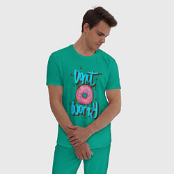 Пижама хлопковая мужская Donut Worry, цвет: зеленый — фото 2