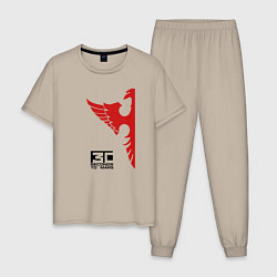 Пижама хлопковая мужская 30 Seconds to Mars красный орел, цвет: миндальный