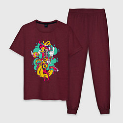 Пижама хлопковая мужская LongDude, цвет: меланж-бордовый