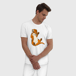 Пижама хлопковая мужская Тигренок спит, цвет: белый — фото 2