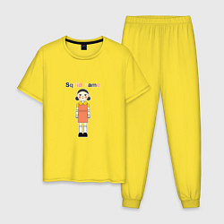 Пижама хлопковая мужская Squid Game - Doll, цвет: желтый