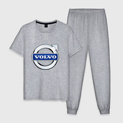 Пижама хлопковая мужская Volvo, логотип, цвет: меланж