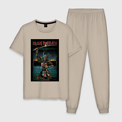 Пижама хлопковая мужская Iron Maiden Самурай, цвет: миндальный