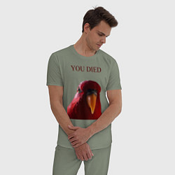 Пижама хлопковая мужская Красный попугай, цвет: авокадо — фото 2