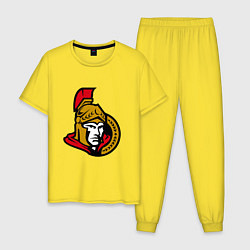 Пижама хлопковая мужская Оттава Сенаторз логотип, цвет: желтый