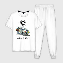 Пижама хлопковая мужская Грузовик Тойота ретро, цвет: белый
