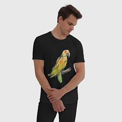 Пижама хлопковая мужская Любимый попугай, цвет: черный — фото 2