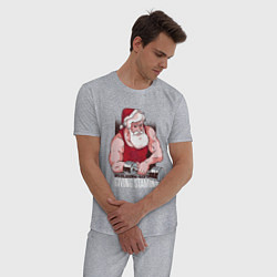 Пижама хлопковая мужская Санта качок, цвет: меланж — фото 2