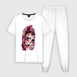 Пижама хлопковая мужская Тандзиро Пламя Клинок рассекающий демонов, цвет: белый