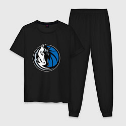 Пижама хлопковая мужская Даллас Маверикс логотип, цвет: черный
