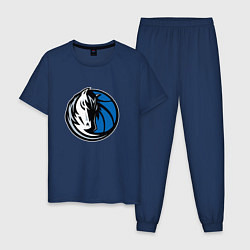 Пижама хлопковая мужская Даллас Маверикс логотип, цвет: тёмно-синий