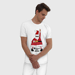 Пижама хлопковая мужская Santas not dead!, цвет: белый — фото 2