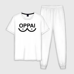 Пижама хлопковая мужская OPPAI как у Сайтамы One Punch-Man, цвет: белый