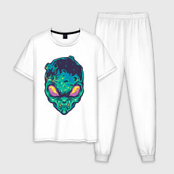 Пижама хлопковая мужская Monster alien2, цвет: белый