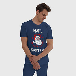 Пижама хлопковая мужская Hail Santa, цвет: тёмно-синий — фото 2