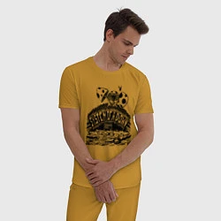 Пижама хлопковая мужская System of a Down мухоморы, цвет: горчичный — фото 2