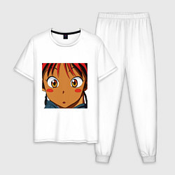 Пижама хлопковая мужская Edd Net, цвет: белый