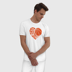 Пижама хлопковая мужская Баскетбольное сердце, цвет: белый — фото 2