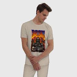 Пижама хлопковая мужская DOOM 64, цвет: миндальный — фото 2