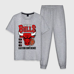 Пижама хлопковая мужская Chicago Bulls NBA, цвет: меланж