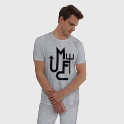 Пижама хлопковая мужская Манчестер Юнайтед минимализм, цвет: меланж — фото 2