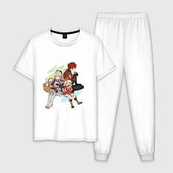 Пижама хлопковая мужская Маленький пикник, цвет: белый
