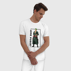 Пижама хлопковая мужская Зоро Ророноа Ван Пис, цвет: белый — фото 2