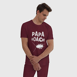 Пижама хлопковая мужская Papa roach Таракан, цвет: меланж-бордовый — фото 2