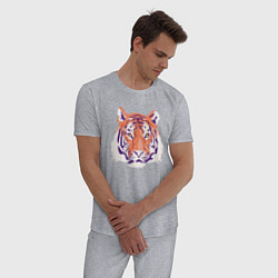 Пижама хлопковая мужская Тигра оранжевый, цвет: меланж — фото 2