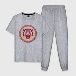 Пижама хлопковая мужская Тигр - символ нового года, цвет: меланж