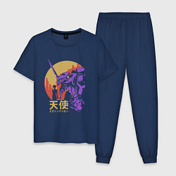 Пижама хлопковая мужская Евангелион 01, цвет: тёмно-синий