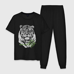 Пижама хлопковая мужская Год белого тигра 2022 цвета черный — фото 1
