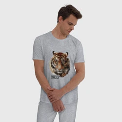 Пижама хлопковая мужская Тигр 2022 символ, цвет: меланж — фото 2