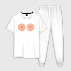 Пижама хлопковая мужская Boobs 18, цвет: белый