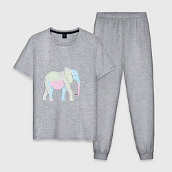 Пижама хлопковая мужская Сказочный слон, цвет: меланж