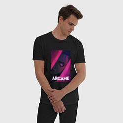Пижама хлопковая мужская Arcane Neon, цвет: черный — фото 2