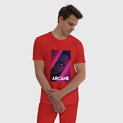 Пижама хлопковая мужская Arcane Neon, цвет: красный — фото 2