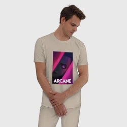 Пижама хлопковая мужская Arcane Neon, цвет: миндальный — фото 2