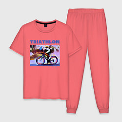 Пижама хлопковая мужская Триспорт цвета коралловый — фото 1