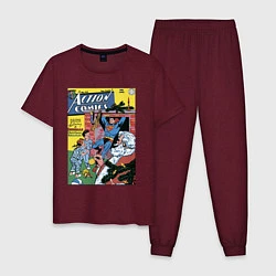 Пижама хлопковая мужская Обложка Action Comics 117, цвет: меланж-бордовый