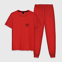 Пижама хлопковая мужская Сердечко крохотное, цвет: красный