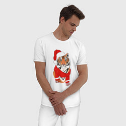 Пижама хлопковая мужская Новогодний тигр Новый год, цвет: белый — фото 2